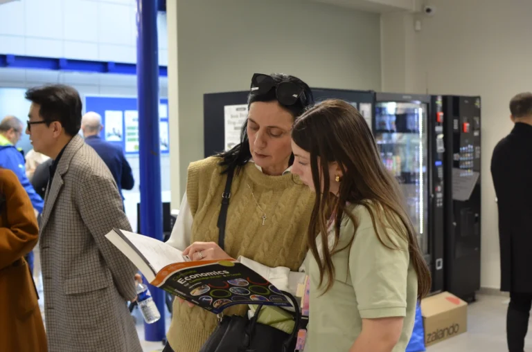 Student and her parent at IGCSE and A Level event at Perrott Hill Prague